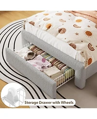 gaomon Bed Frame with 2-Tier Storage Headboard, Upholstered Platform Charging Station and Drawer, Metal Support, No Box Spring Needed,