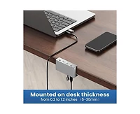 Risokeys 4-Port Usb C Clamp Hub- Non-Slip Adjustable Design, for Office/Home