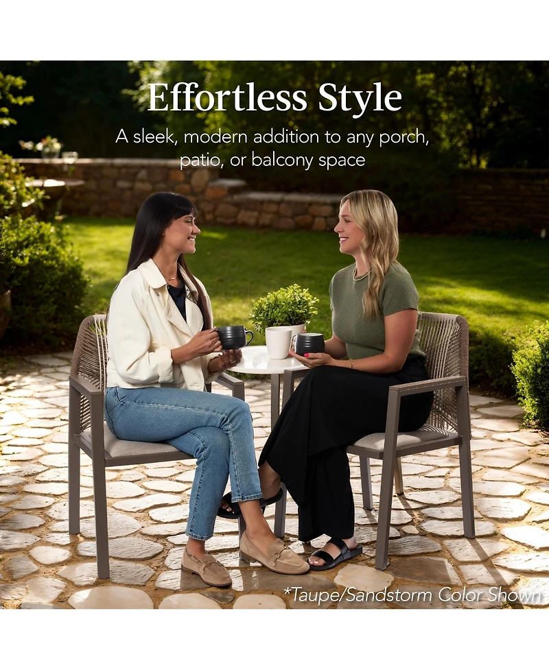 Best Choice Products Set of 2 Indoor/Outdoor Aluminum Woven Rope Dining Chairs w/ Armrests