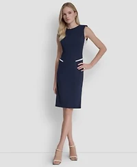 Dkny Womens Sleeveless Jewel Neck Sheath Dress