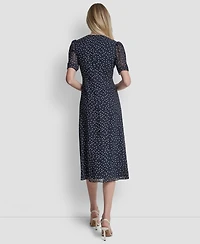 Dkny Women's Short-Sleeve V-Neck Midi Dress