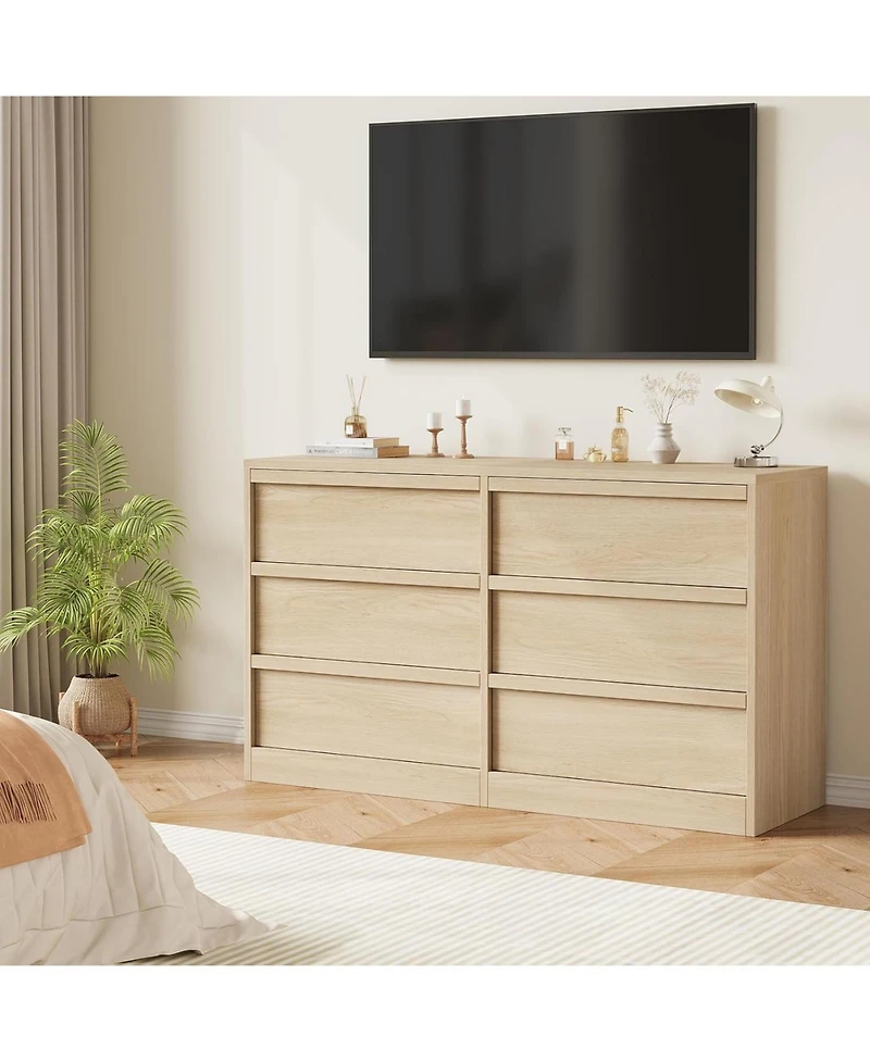 gaomon Drawer Dresser for Bedroom, in Wide Natural Oak Chest of Drawers with Large Storage, Wooden Dresser Organizer for Living Room, Nursery