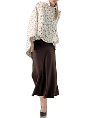 Ivonne Women's Knitted Poncho Sweater