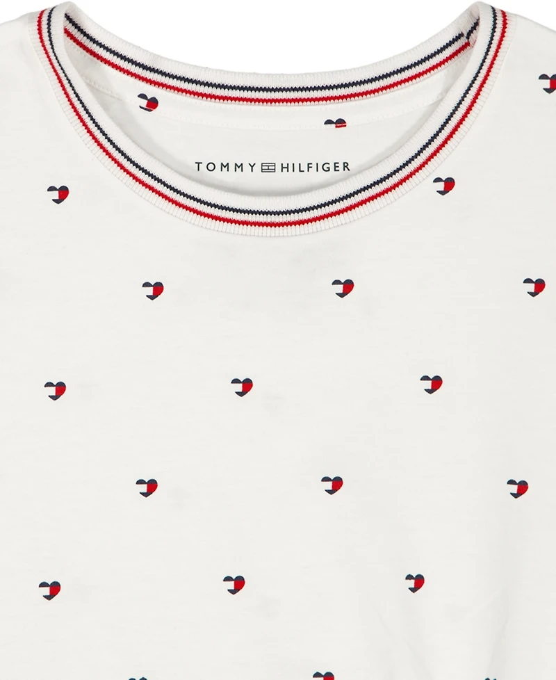 Tommy Hilfiger Girls' 7-16 Allover Heart Print Short-Sleeve T-Shirt