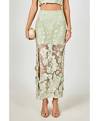 endless rose Women's Floral Embroidered Midi Skirt