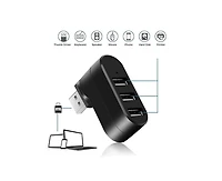 Risokeys Rotatable 3-Port Usb 2.0 Hub (90/180° Rotation) - with 480Mbps Speed,