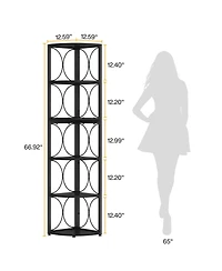 Tribesigns 67 inch Tall Corner Shelf, 6 Tier Rustic Corner Bookshelf Bookcase Storage Rack Standing Shelving Unit for Living Room, Small Space