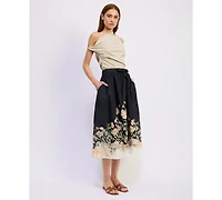 En Saison Women's Iris Pull-On Midi Skirt