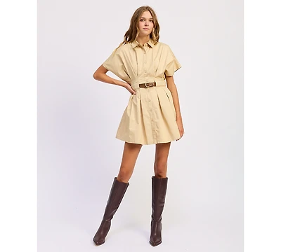 En Saison Women's Cecilia Collared Mini Shirt Dress