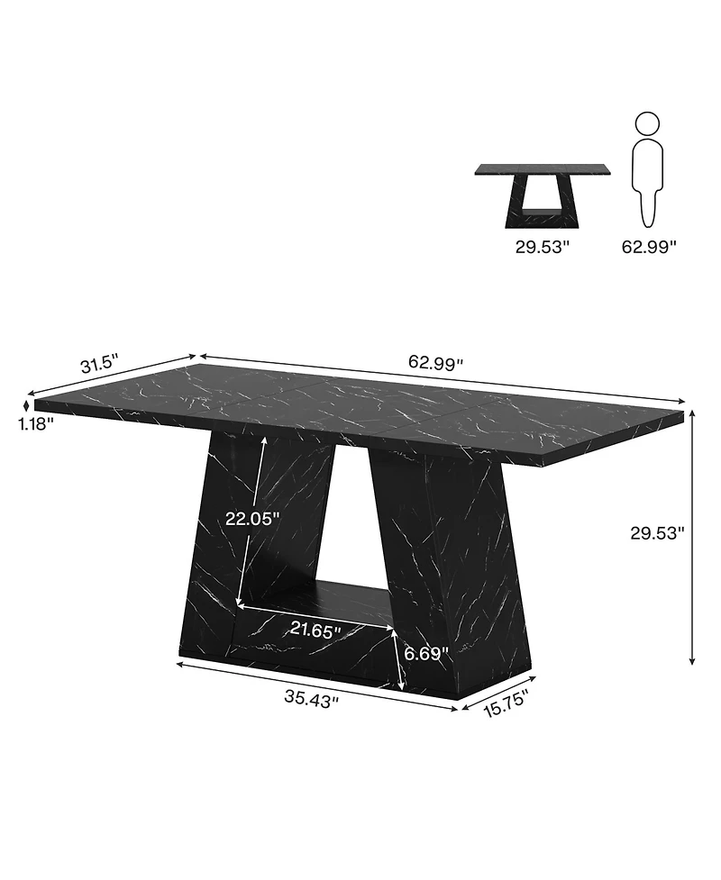 Tribesigns 63-Inch Large Computer Desk, Modern Office Desk Workstation, Simple Style Executive Study Table, Wooden Faux Marble Writing