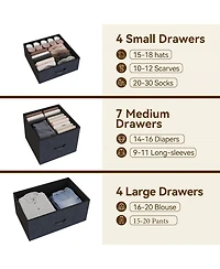 gaomon 15 Drawers Dressers, Chest of Drawers with Wood Tabletop, Metal Frame, Storage Organizer Unit with Fabric