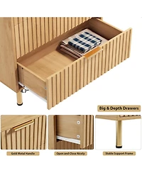 gaomon 5 Drawer Dresser for Bedroom, 48 in Tall Modern Chest of Drawers with Deep Drawers , Fluted Wooden Dresser Organizer for Living Room