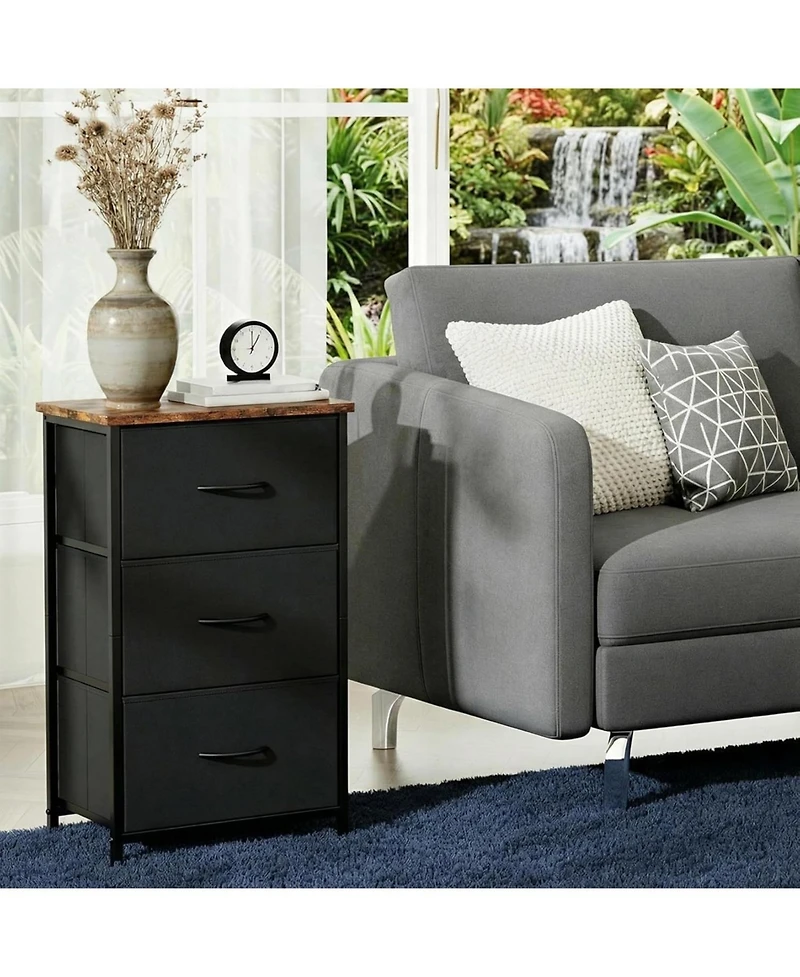 gaomon Stylish 3-Drawer Dresser with Removable Fabric Bins, Multi-Functional Storage Organizer for Bedroom, Living Room, Closet, Entryway
