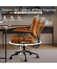 Xizzi Ergonomic Mid Back Swivel Office Chair, Extra Wide Comfy Desk Chair with Lumbar Support, Height Adjustable Home Task