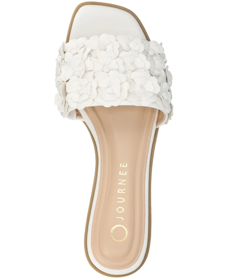 Journee Collection Women's Azalea Embellished Square Toe Floral Flat Sandals