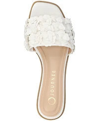 Journee Collection Women's Azalea Embellished Square Toe Floral Flat Sandals