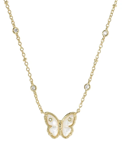 Kendra Scott Imitation Pearl and 14k Gold Over Brass Cailey Butterfly Short Pendant Necklace