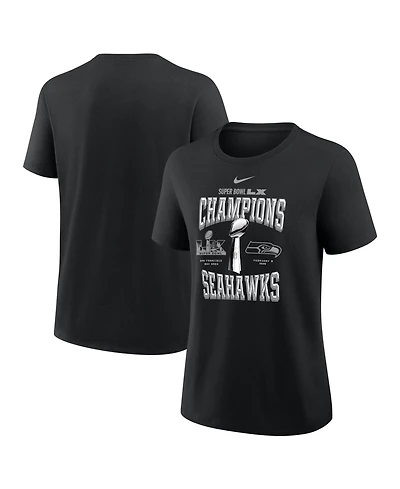 Nike Women's Black Seattle Seahawks Super Bowl Lx Champions Locker Room Trophy Collection T-Shirt