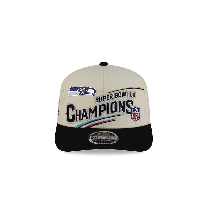 New Era Men's Cream/Black Seattle Seahawks Super Bowl Lx Champions Locker Room 9SEVENTY Adjustable Hat