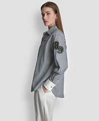 Dkny Women's Striped Button-Down Shirt