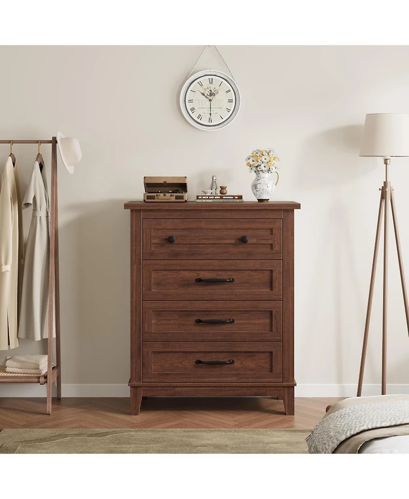 gaomon 4 Dresser for Bedroom, 34.8" Tall Vertical Drawer with Large Storage, Freestanding Wooden Closet Chest Living Room