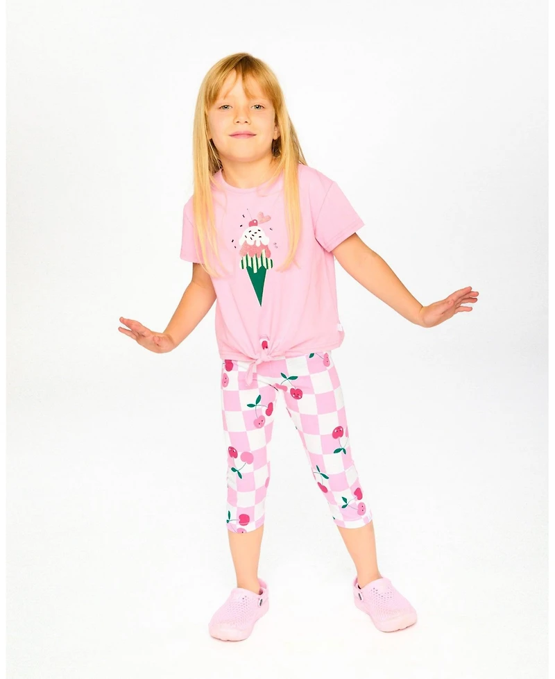 Deux par Toddler Girls Cotton Jersey Capri Printed Cherries