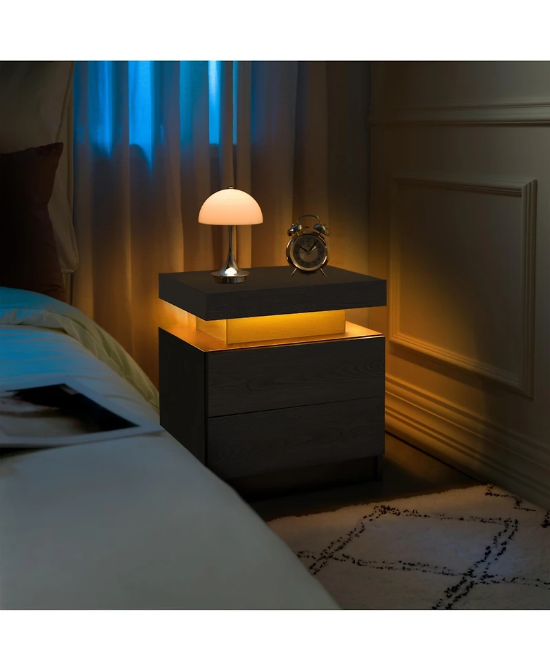 Rainsken Led Nightstand with 2 Drawers