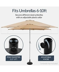 Best Choice Products Fillable Plastic Patio Umbrella Base Stand, Pole Holder w/ Adjustment Knob, Round Dome