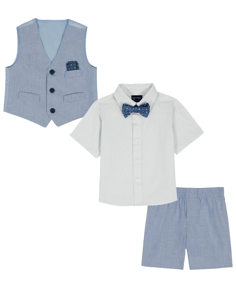 Nautica Baby Boys' Short Sleeve Shirt, Vest and Shorts, 3-Piece Set