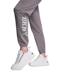 Dkny Sport Women's 1989 Rhinestone Logo High-Rise Relaxed Joggers