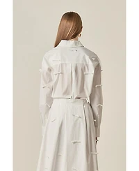 English Factory Women's Bow Detailed Drop Shoulder Shirt
