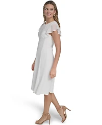 Jessica Howard Women's Illusion Yoke Flutter-Sleeves Dress