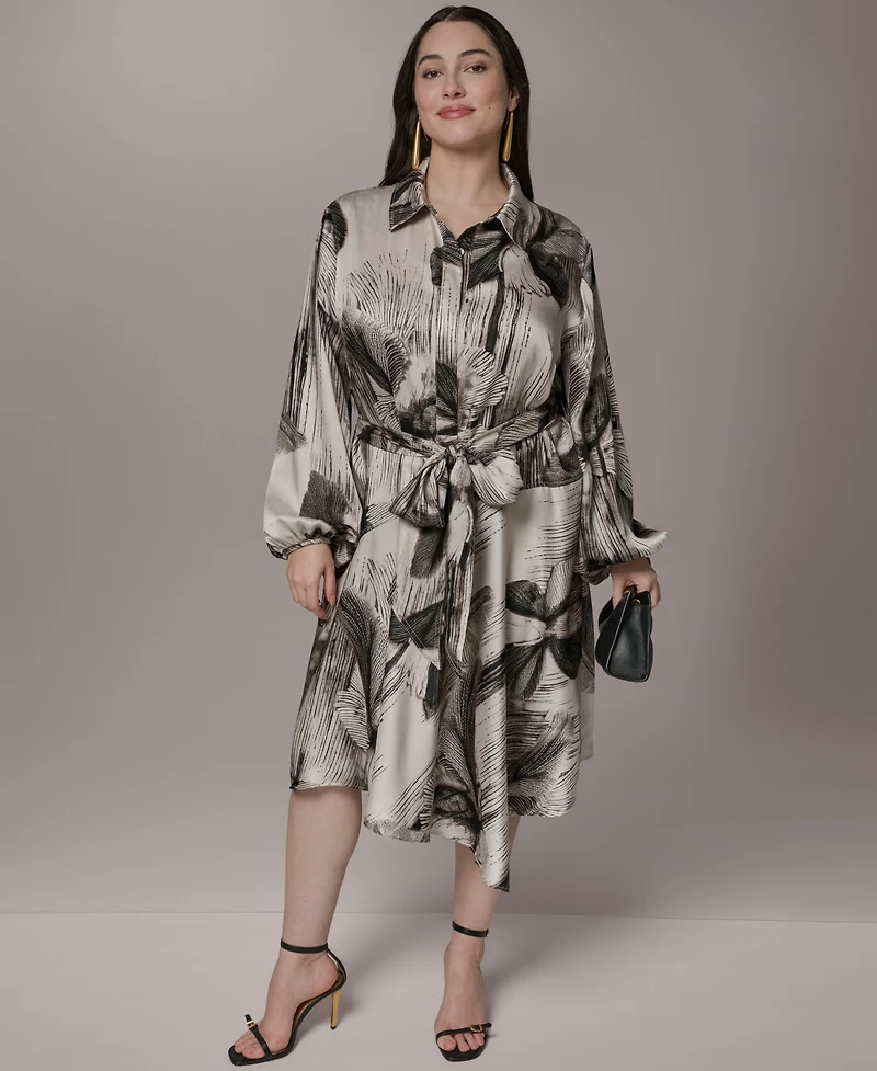 Donna Karan New York Plus Balloon-Sleeve Shirt Dress
