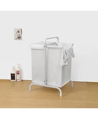 Rainsken 2-Tier Laundry Hamper, 110L Capacity Oxford Clothes Basket with Lid, 2 Removable Bags and Sorting Cards for Bedroom, Laundry Room