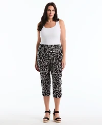 Rafaella Plus Hibiscus Printed Pull-On Capri Pants