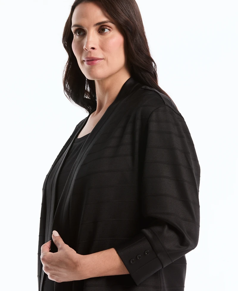 Rafaella Plus Ottoman Open Front Knit Cardigan Sweater