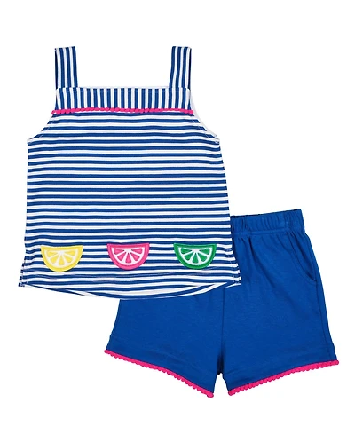 Florence Eiseman Baby Girl Stripe Knit Short Set With Fruit Slices