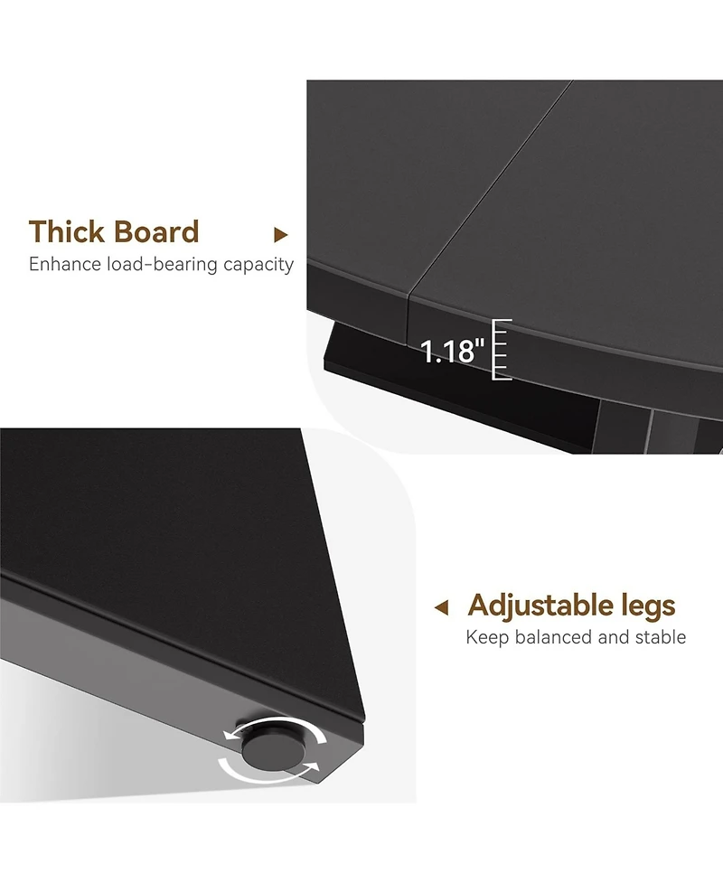 gaomon 47" Round Dining Table Set for 4 to 6, Farmhouse Kitchen with Wooden Top and Pedestal Base, Circle Dinner