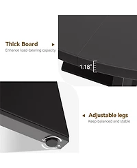 gaomon 47" Round Dining Table Set for 4 to 6, Farmhouse Kitchen with Wooden Top and Pedestal Base, Circle Dinner