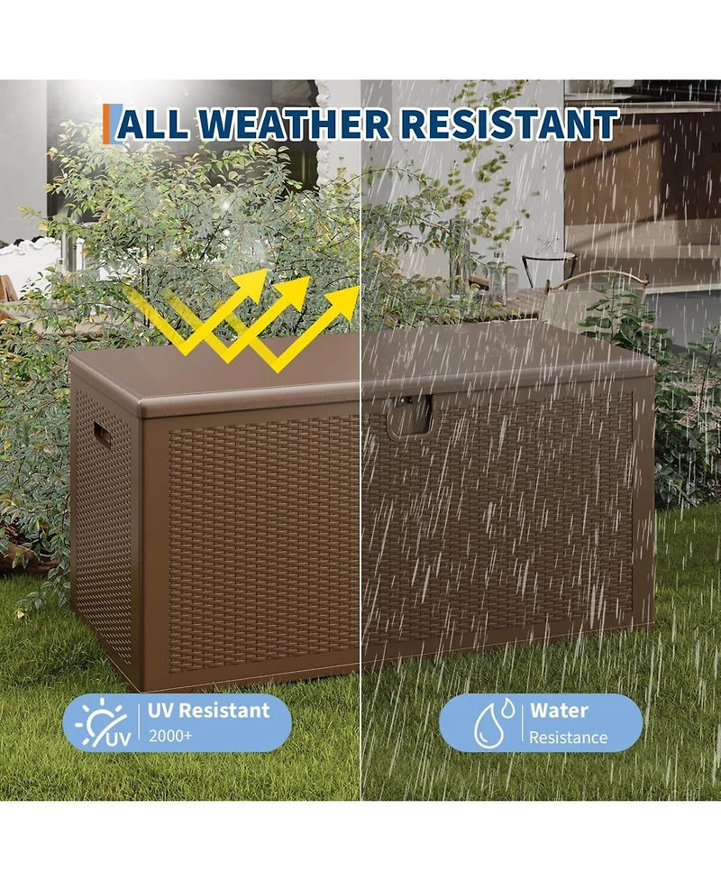 Gaomon Premium Pro Edition 150 Gallon Lockable Resin DeckBox,Waterproof&Uv-Resistant Outdoor Storage Box with Lockable Lid for Outdoor Cushion Storage