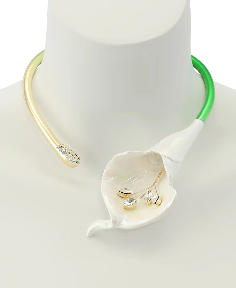Betsey Johnson Faux Stone Betsey's Bouquet Calla Lily Collar Necklace