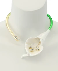Betsey Johnson Faux Stone Betsey's Bouquet Calla Lily Collar Necklace