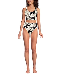 Lands' End Women's Tugless Midkini Top and High Waisted Bottom Swimsuit Set