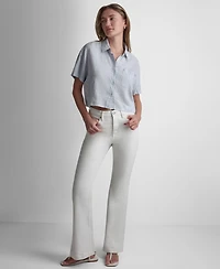 Dkny Jeans Petite Oversized Cropped Collared Shirt