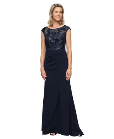 Alex Evenings Womens Boat Neck Crepe Ball Gown