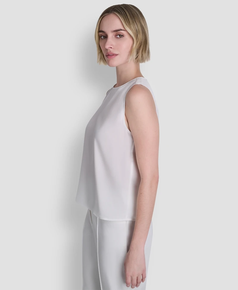 Dkny Women's Woven Sleeveless Crew Neck Top