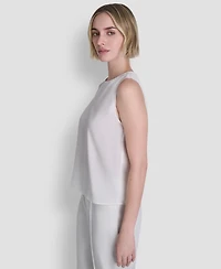 Dkny Women's Woven Sleeveless Crew Neck Top