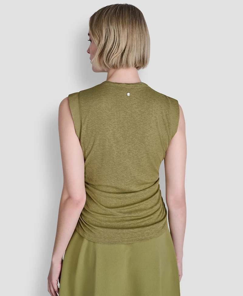 Dkny Women's Printed Tissue Knit Sleeveless Crew Neck Top