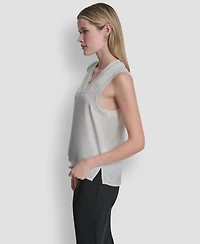 Dkny Women's Mixed Media V-Neck Sweater