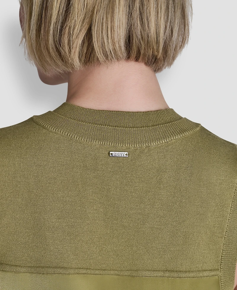 Dkny Women's Mixed Media V-Neck Sleeveless Sweater